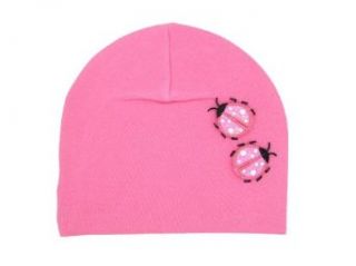 Jamie Rae Candy Pink Knit Hat with Applique Pink Ladybugs Clothing