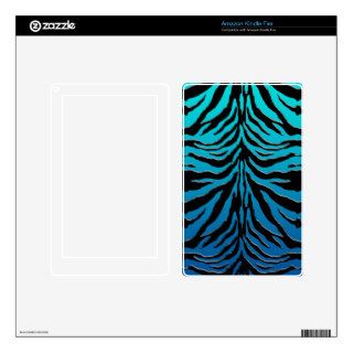 Zebra Print Black on Turquoise Decals For Kindle Fire