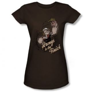 Popeye   Strongs To Tha Finich Juniors T Shirt In Coffee Clothing