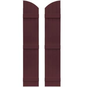 Builders Edge 14 in. x 73 in. Board N Batten Shutters Pair, Four Boards Joined with Arch Top #167 Bordeaux 090140073167