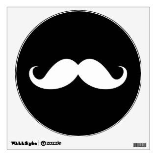 White handlebar mustache on black background wall sticker