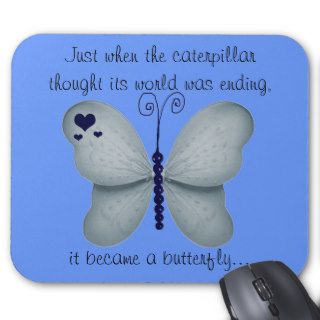 Dark Blue Butterfly Mouse Pad