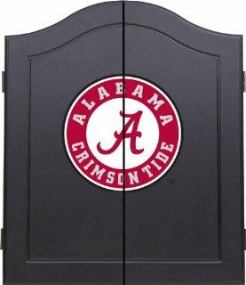 University of Alabama Dart Board Cabinet Black Wood  Sports Fan Dart Equipment  Sports & Outdoors