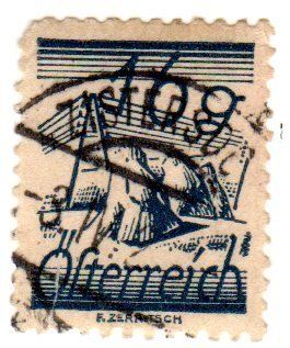 Postage Stamps Austria One Single 16g Dark Blue Fields Crossed By Telegraph Wires Stamp dated 1925 27 Scott #314 