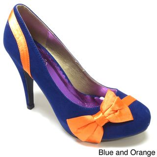 Luv's Women 'Catucia' Suede and Satin Bow topped Pumps Luv's Heels