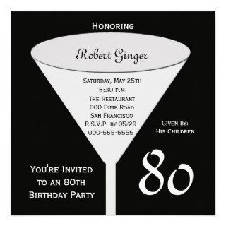 80th Birthday Party Invitation    80 in Black