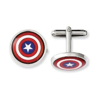 Silver tone Enameled Captain America Cuff Links   JewelryWeb Jewelry