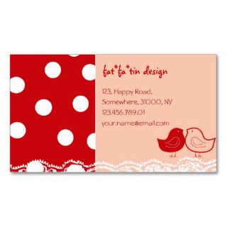 Red & Pink Birds Scrapbook Lace Profile Card Business Cards