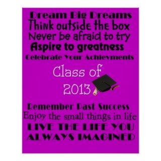 Graduation Inspirational Poster Class of 2013 Gift
