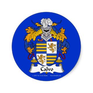 Calvo Family Crest Round Stickers