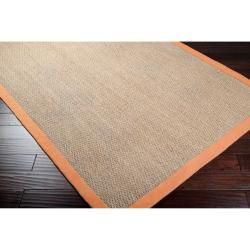 Hand woven Orange Vessel Natural Fiber Seagrass Cotton Border Rug (8' x 10') Surya 7x9   10x14 Rugs