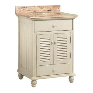 Foremost Cottage 25 in. W x 22 in. D Vanity in Antique White and Vanity Top with Stone Effects in Bordeaux CTAASEB2522D