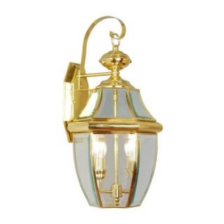 Filament Design 2 Light Outdoor Bright Brass Wall Lantern with Clear Beveled Glass CLI MEN2251 02