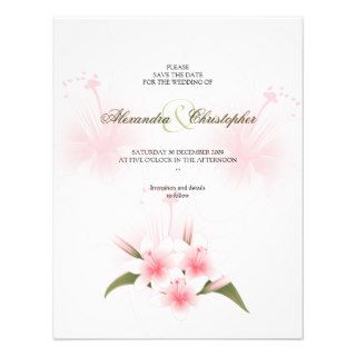 Pink & White Lilies Wedding Save The Date Announce Custom Invitations
