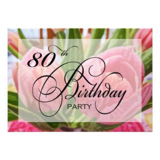 Floral Tulip 80th Birthday Party Invitation