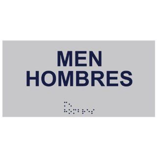 ADA Men Bilingual Braille Sign RSMB 430 MRNBLUonSLVR Mens / Boys  Business And Store Signs 