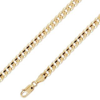 10K Solid Yellow Gold Flat Curb Cuban Chain Necklace 5.9mm 18" IceNGold Jewelry