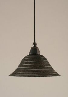 Cord Mini Pendant in Black Copper Finish w 10 in. Charcoal Spiral Glass   Ceiling Pendant Fixtures  