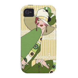 Shelby, 1920s Art Deco Lady in Yellow and Olive Vibe iPhone 4 Covers