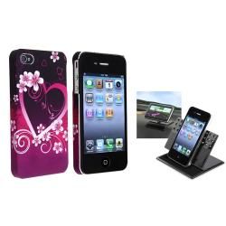 Purple Heart Flower Case/ Dash Phone Holder for Apple iPhone 4/ 4S BasAcc Cases & Holders