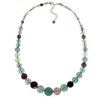 Pearlz Ocean Sterling Silver Flourite Journey Bead Necklace Pearlz Ocean Gemstone Necklaces