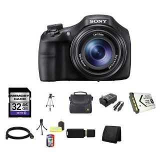 Sony Cyber shot DSC HX200V 18.2 MP Exmor R CMOS Digital Camera with 30x Optical Zoom and 3.0 inch LCD (Black) + 32GB SDHC Class 10 Memory Card + Extended Life Battery + Ac/Dc Rapid Charger + USB Card Reader + Memory Card Wallet + Deluxe Case w/Strap + Shoc