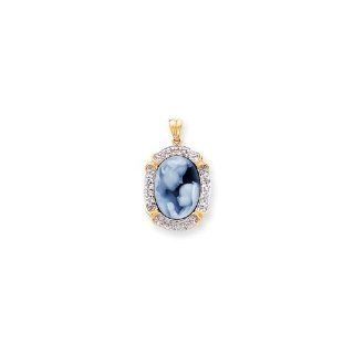 14k Heavens Gift Diamond Agate Cameo Pendants Jewelry