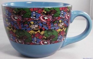 Marvel Comics SUPER HEROES Group Poses Band Ceramic 24 oz Soup MUG  Coffee Cups  