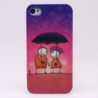 Pinlong Cartoon Cute Lovers Umbrella Hard Back Shield Case Cover for iPhone 4 4S Cell Phones & Accessories