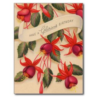 Vintage Glorious Happy Birthday Flowers Postcard