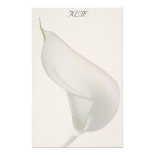 White Calla Lily Monogram Stationery