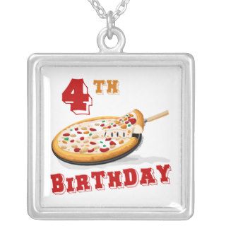 4th Birthday Pizza Party Custom Necklace
