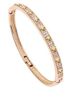 Charm Jewelry Swarovski Crystal Element 18k Rose Gold Plate Golden Shadow Square Shaped Noble Elegant Fashion Bangle Bracelet Z#436 Zg505fef66b2cda Jewelry