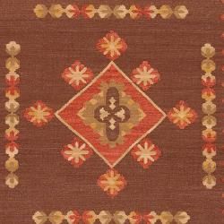 Hand woven Red/Brown Southwestern Jewel Tone II Aglio Hard Twist Wool Rug (5' x 8') Surya 5x8   6x9 Rugs