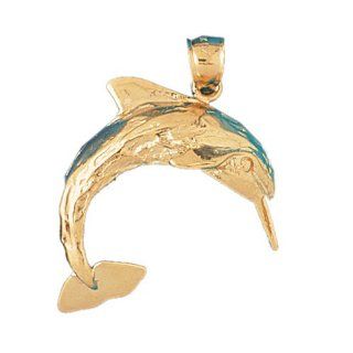 14K Gold Charm Pendant 6.3 Grams Nautical>Dolphins438 Necklace Jewelry