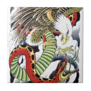 Eagle & Snake Japanese Tattoo Design Ceramic Tile