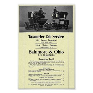 B+O Railroad Taxameter Cab Service 1908 Poster