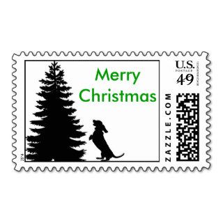 Merry Christmas Weiner Dog Postage Stamp