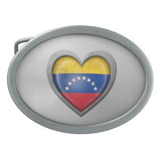 Venezuelan Heart Flag Stainless Steel Effect Belt Buckle