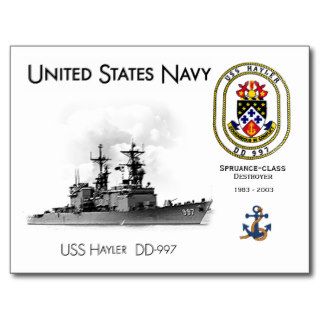 USS Hayler DD 997 Destroyer Post Cards