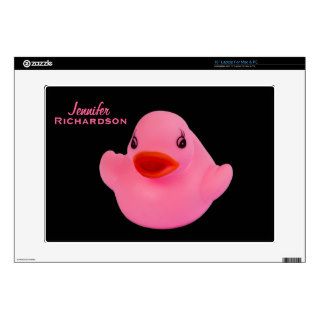 Rubber duck pink cute, fun custom girls name, gift 15" laptop skins