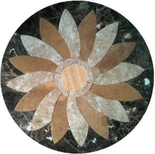 Tile Floor Medallion Marble Mosaic Flower Design 32"    