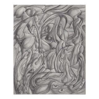 Above the Stream   abstract pencil drawing Poster