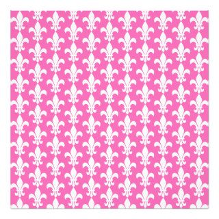 White and Hot Pink Fleur de Lis Pattern Photographic Print