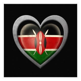 Kenyan Heart Flag with Metal Effect Custom Invitations