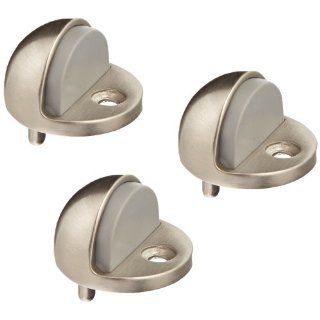 Rockwood 441.15 Brass Floor Mount Low Dome Stop, #12 X 1 1/2" FH WS Fastener with Plastic Anchor and 12 24 x 1" FH MS Fastener with Lead Anchor, 1 7/8" Base Diameter x 1/4" Base Length, Satin Nickel Plated Clear Coated Finish Industria