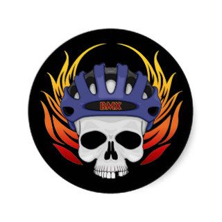 BMX Skull Round Stickers