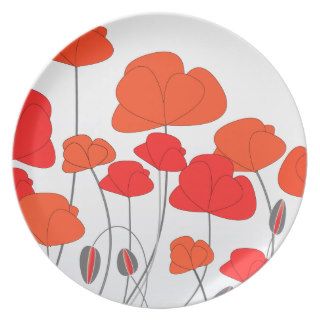Red Orange Poppies Plate