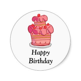 Tilted Pink Cake Stickers