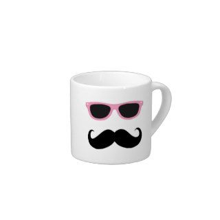 Funny Geeky Pink Sunglasses with mustache Espresso Cup